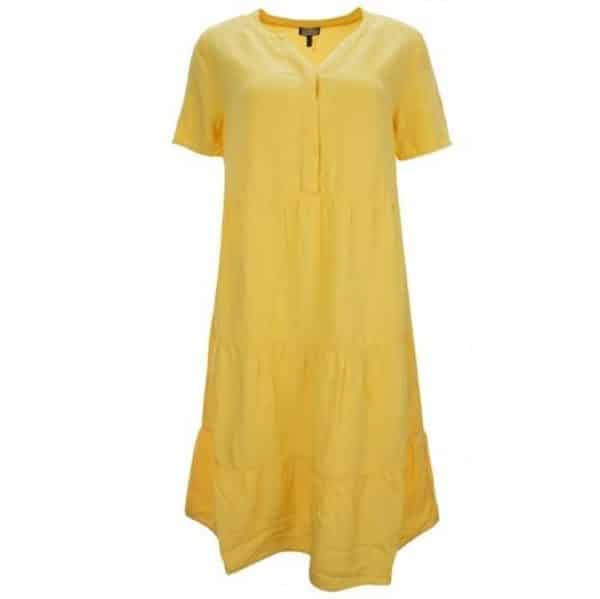 leichtes Sommerkleid von Kenny S in gelb Art. 718770 mit Stufen bei Mode Sabine Lemke in Winnenden oder im Onlineshop einkaufen