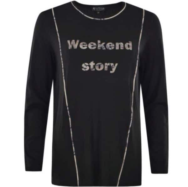 Langarm T-Shirt für Damen in schwarz mit Aufdruck von Hajo Moden bei Mode Sabine Lemke in Winnenden und im Onlineshop
