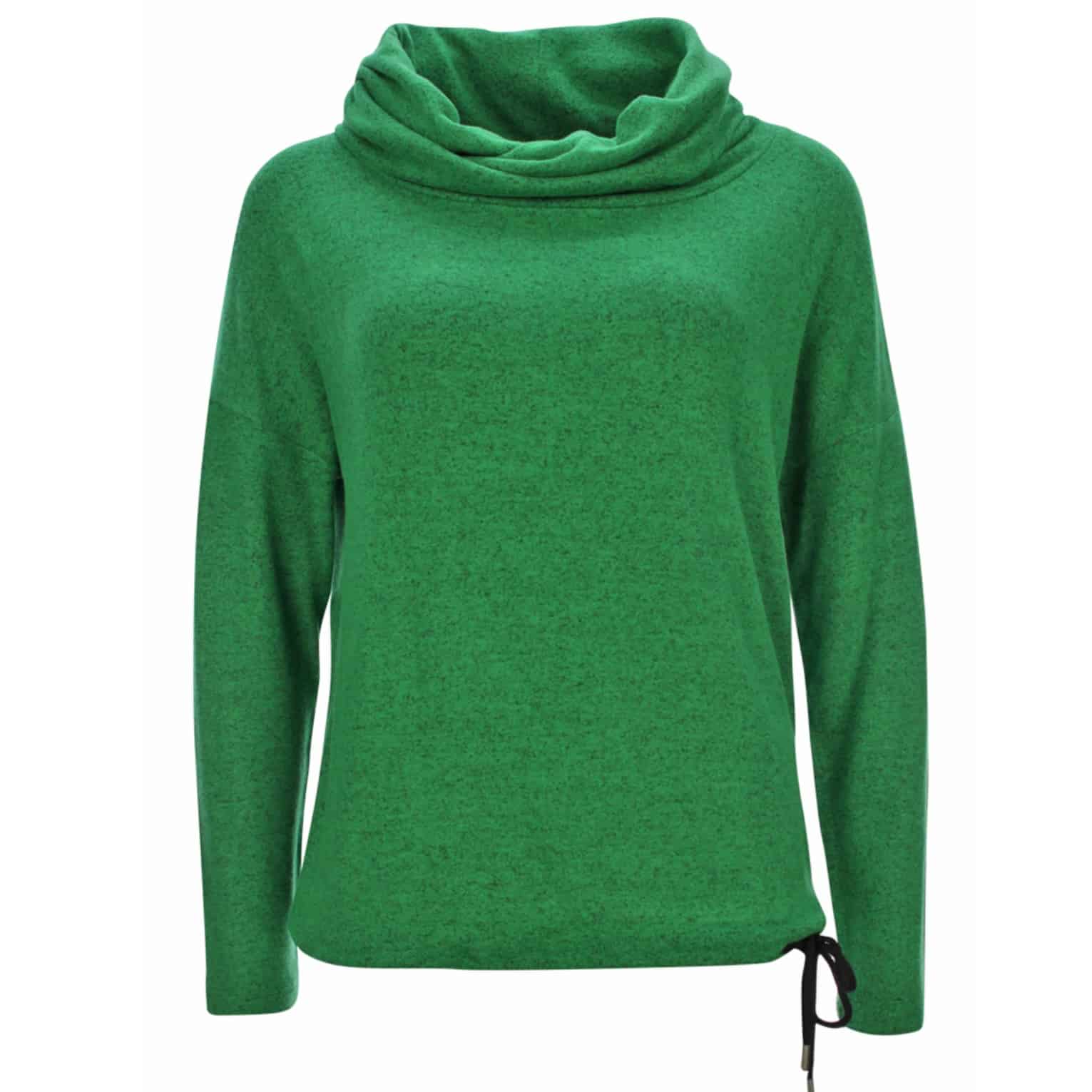 Melierter Pullover von Kenny S in grün mit halsfernem Rollkragen