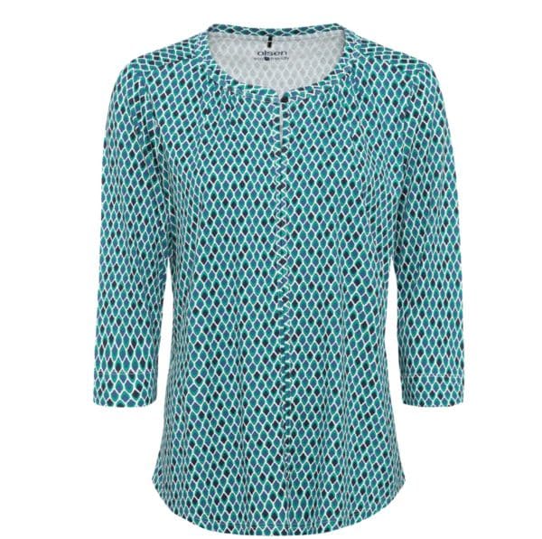 Shirt mit graphischem Druck in grüntönen von Olsen Mode bei Mode Sabine Lemke einkaufen