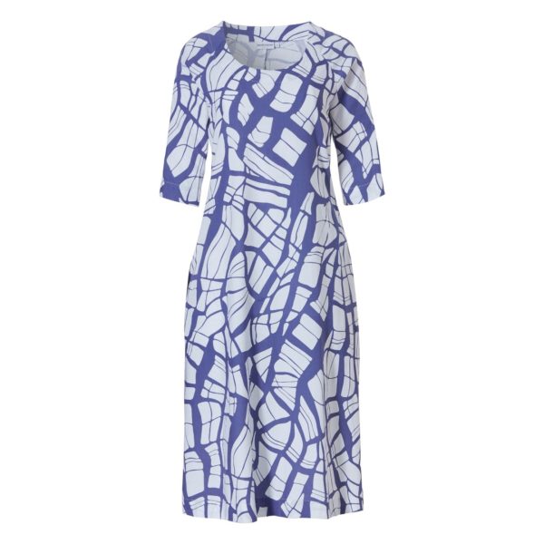 Kleid mit 3/4 Arm in blau weiß gemustert Artikel 1631-228-3-523 von Pastunette bei Mode Sabine in Winnenden und im Onlineshop