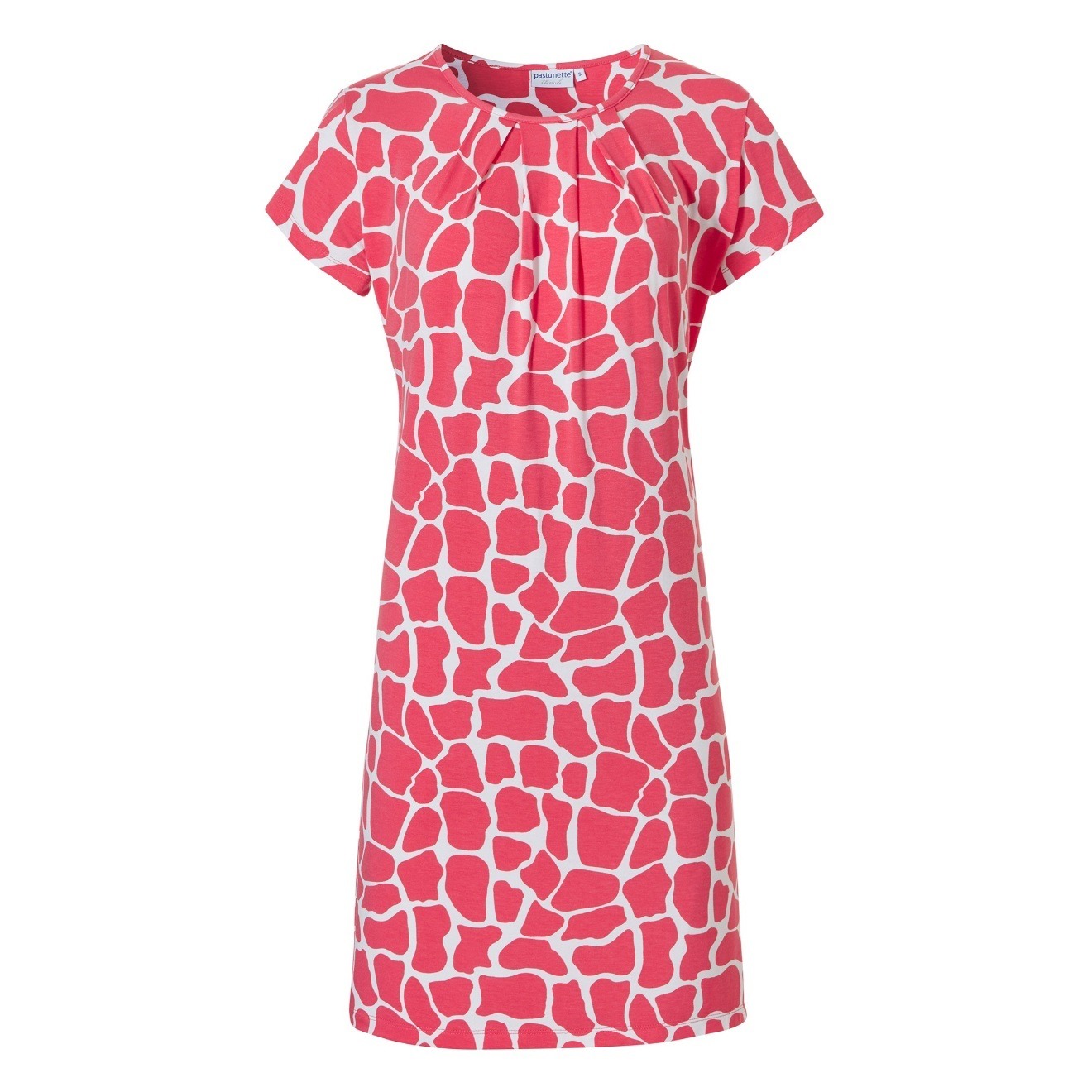 Leichtes Sommerkleid in pink weiß gemustert und kurzem Arm bei Mode Sabine Lemke in Winnenden und im Onlineshop