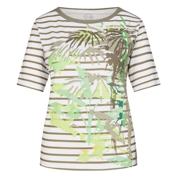 Trendiges T-Shirt von Rabe Moden in stylischem Streifenmuster in khaki weiß bunt Art. 50-123352 bei Mode Sabine Lemke in Winnenden oder online kaufen