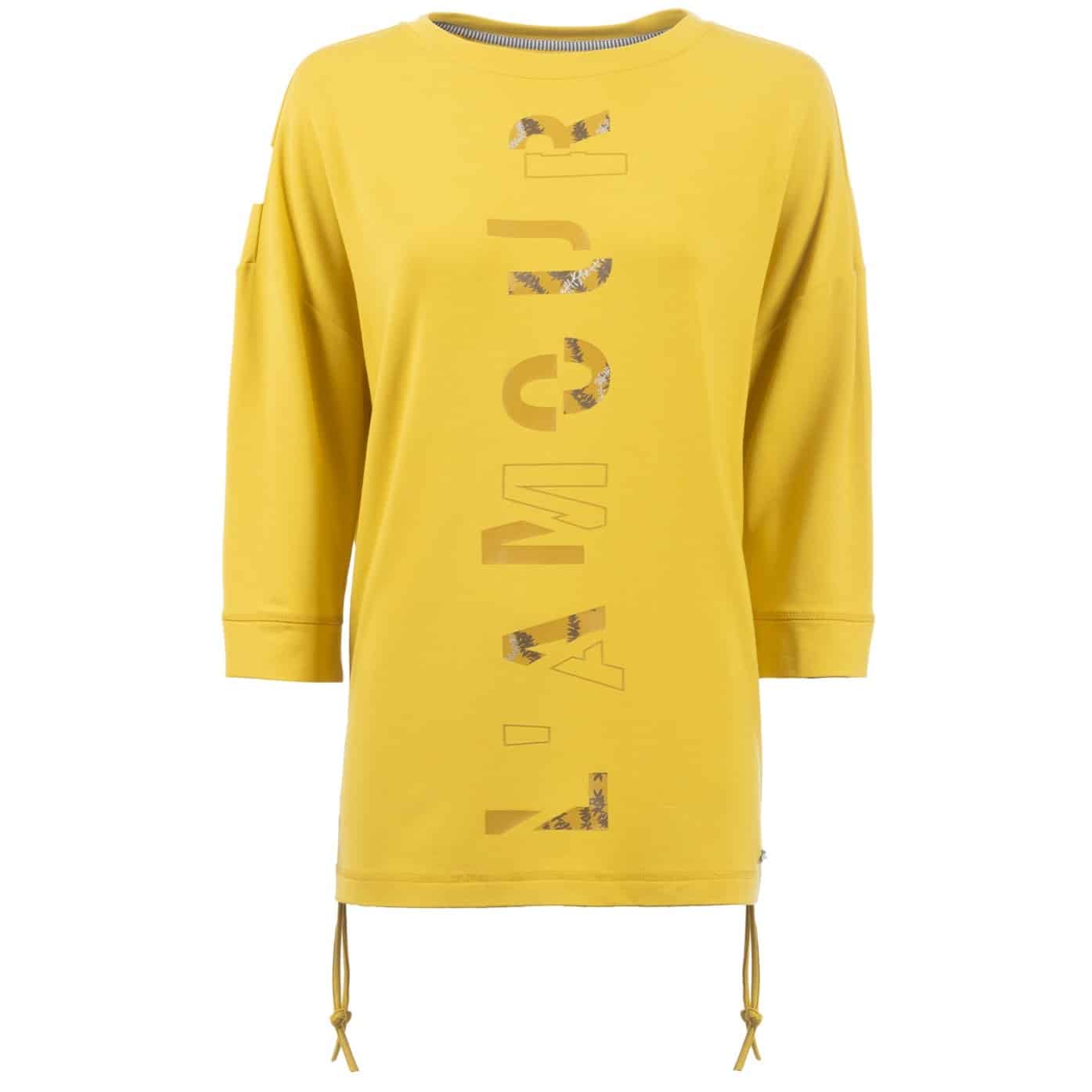 Leichtes Sweatshirt für Damen mit 3/4 Arm in der Farbe Curry von S'questo Artikel 6210-503614 bei Mode Sabine Lemke in Winnenden im Onlineshop und in der Boutique