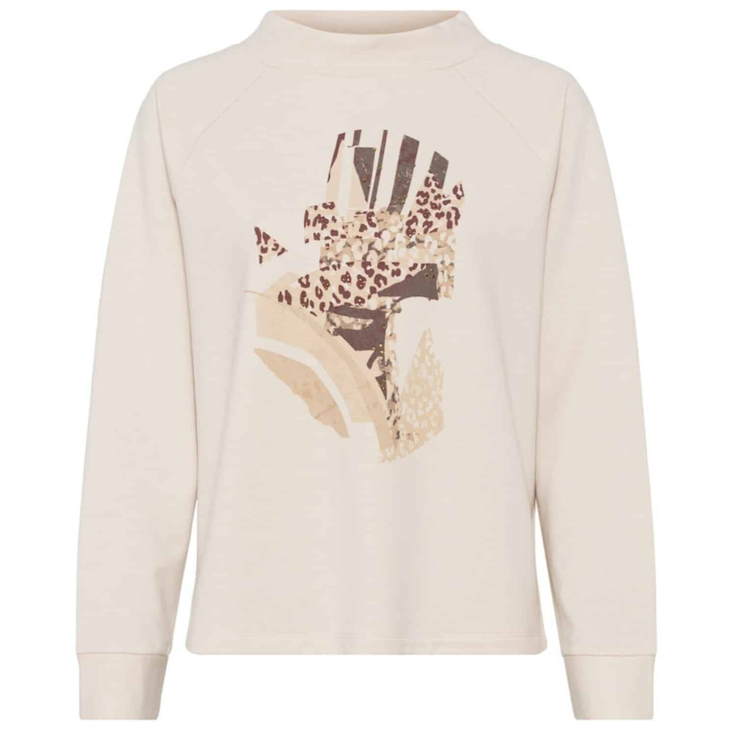 Sweatshirt mit Frontprint in hellen beigetönen von Olsen Artikel 11201532 bei Mode Sabine Lemke in Winnenden bei Stuttgart oder im Onlineshop einkaufen