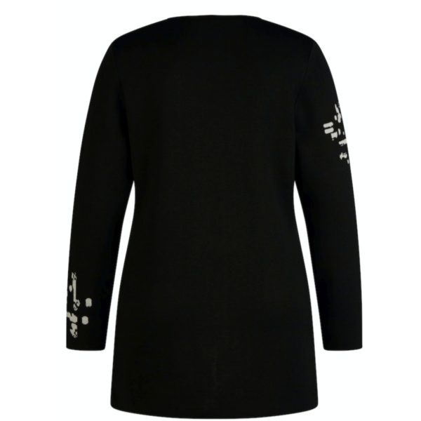 gemusterte Longstrickjacke von Rabe Moden in schwarz mit beige bei Mode Sabine Lemke in Winnenden oder im Onlineshop einkaufen