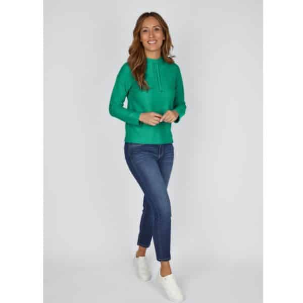 Sportiver Pullover von Rabe Moden in angesagtem grün oder türkis bei Mode Sabine Lemke in Winnenden im Remstal oder im Onlineshop einkaufen