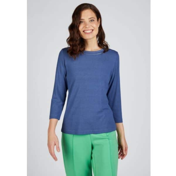 unifarbenes Shirt für Damen von Rabe Moden Artikel 52-111300 in denim Blau bei Mode Sabine Lemke im Geschäft in Winnenden und im Onlineshop!