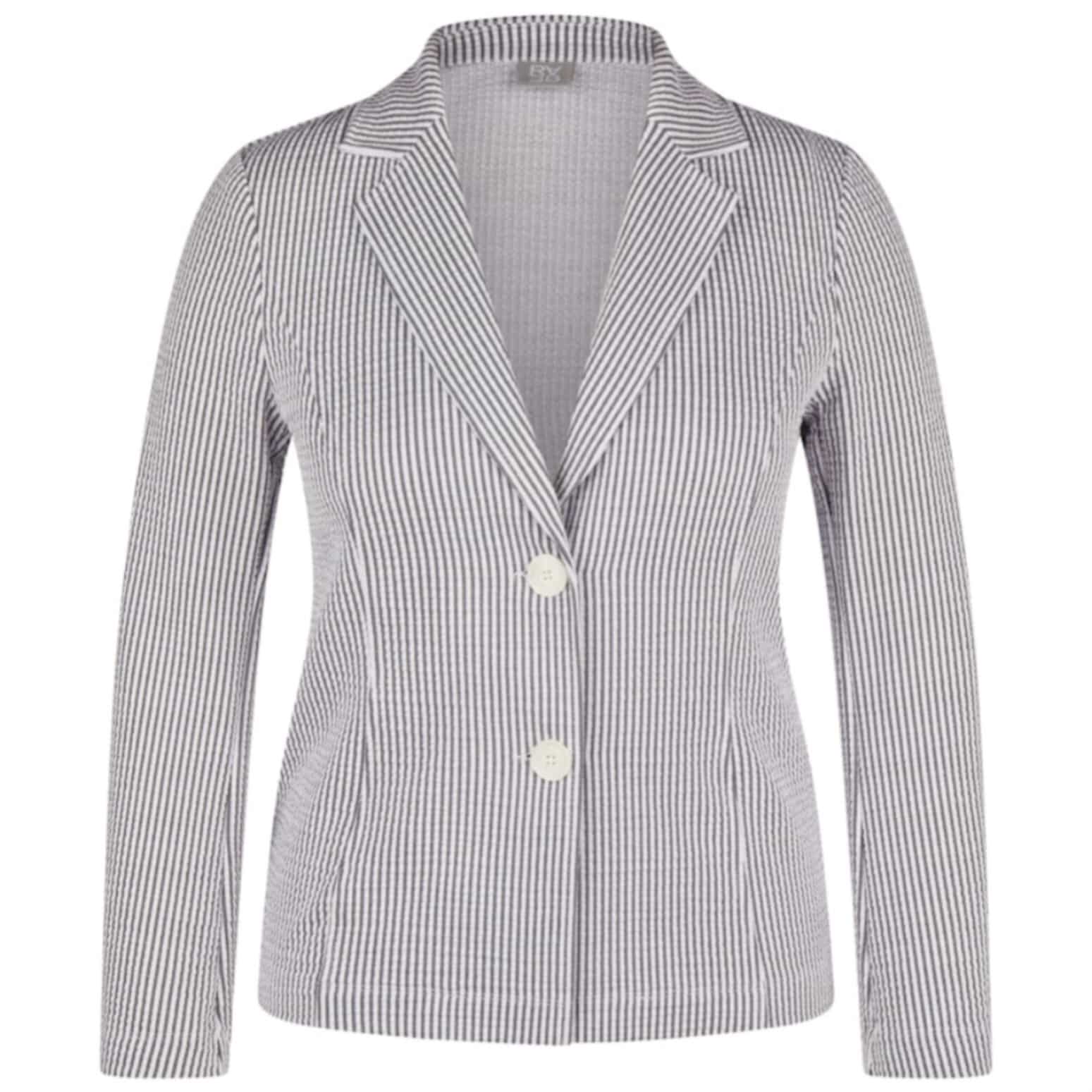 Streifenblazer von Rabe Moden in schwarz weiß, klassische Form, angenehme Stretchqualität Artikel 54-223230