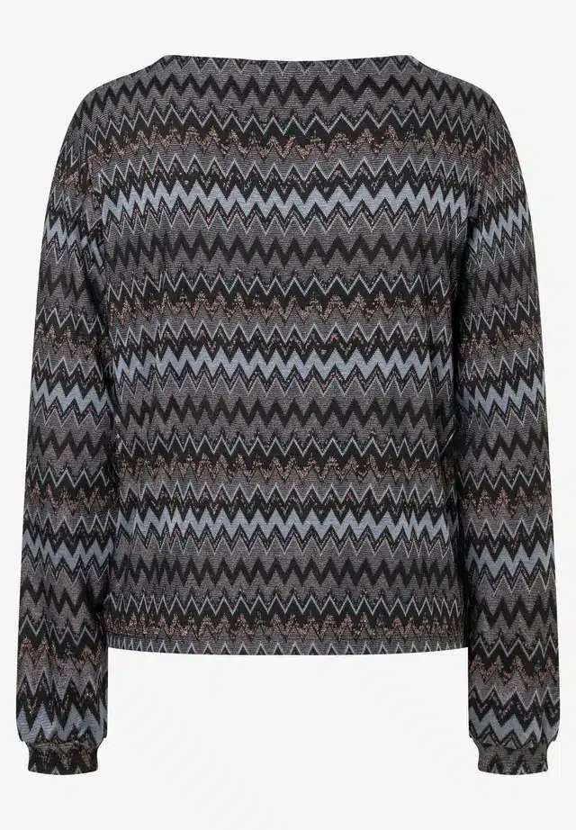 Rückansicht: modisches Langarmshirt mit Zick-Zack-Design von More & More Artikel 51110007