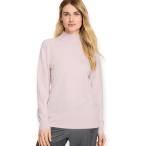 Stehbundpullover in Rosa und wollweiß