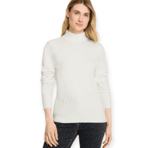 Stehbundpullover in Rosa und wollweiß