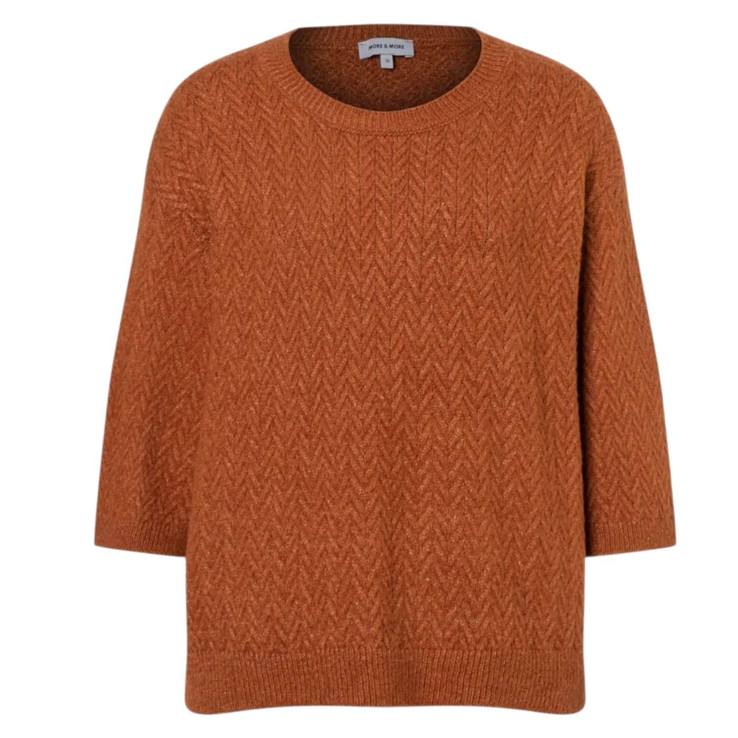 Gestrickter Pullover mit 3/4 Arm von More & More Artikel 61081050 in braun mit 3/4 Arm hier in Winnenden bei Mode Sabine Lemke shoppen